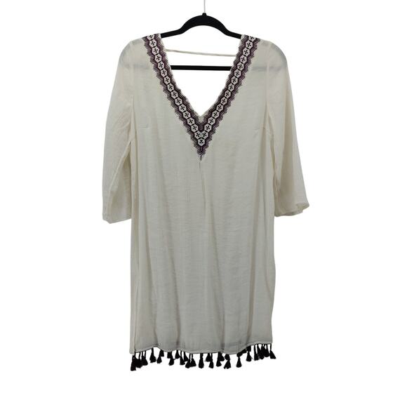 Kona Sol Cover Up Plum Purple Tassel Trim Boho Embroidered M - Picture 1 of 16